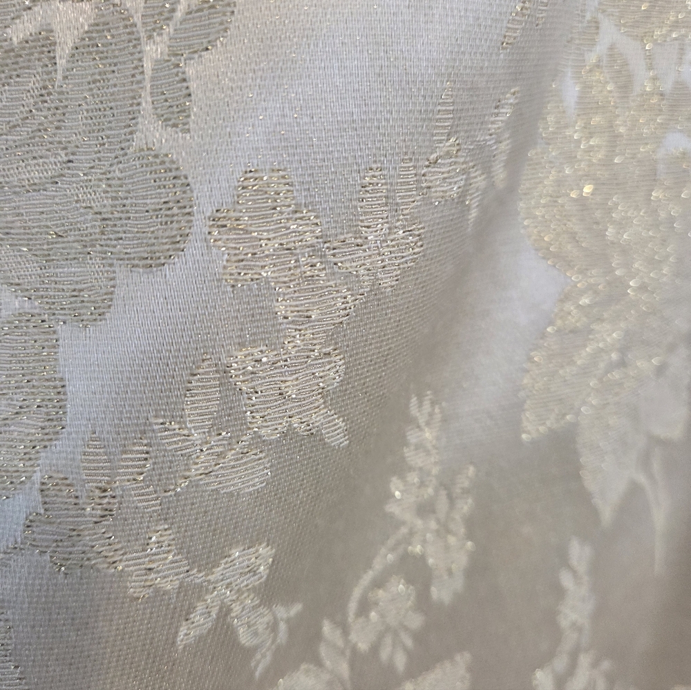 Vtg Ivory Brocade Masquerade  9/10 Wedding Formal Dress Strapless Corset Front - Picture 6 of 12